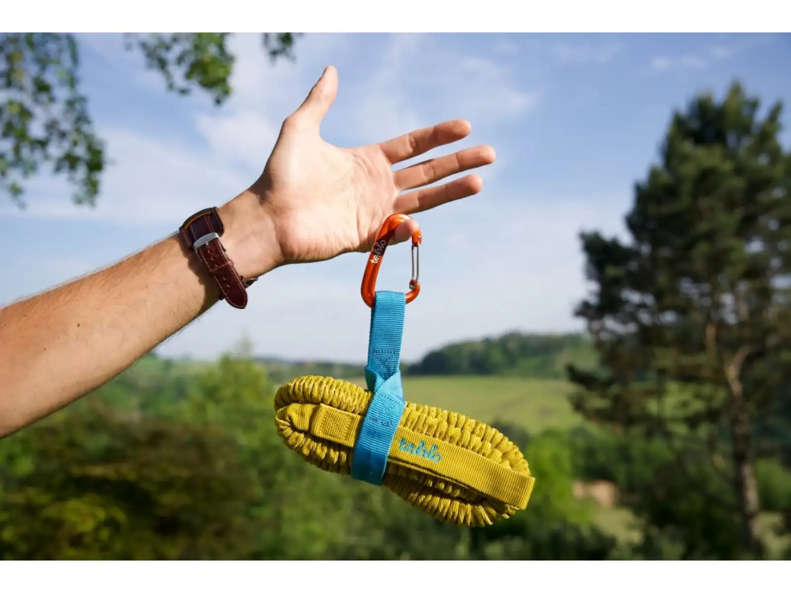 Zugseil Premium Umhängeband mit Karabiner gelb