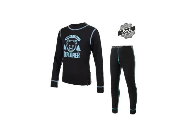Sensor Double Face Set Wild Kinder-Thermo-Set Langarm Schwarz