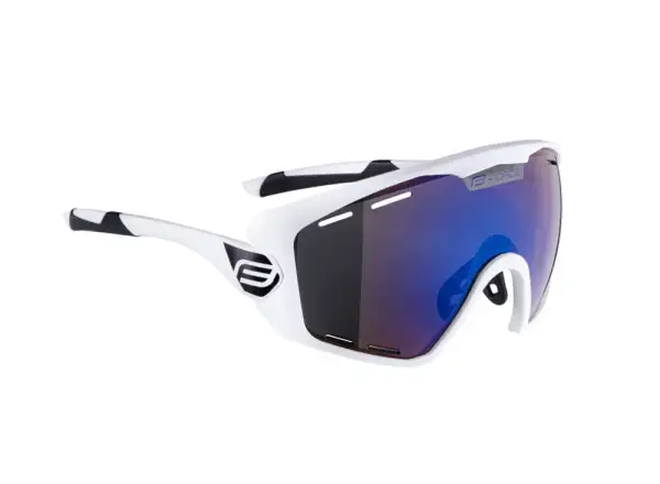Die Force Ombro Plus Fahrradbrille in Weiß/Blau-Gläsern.