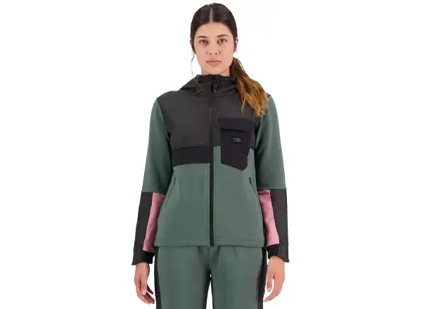 Damen Hoodie Mons Royale Decade Mid in Burnt Sage/Schwarz