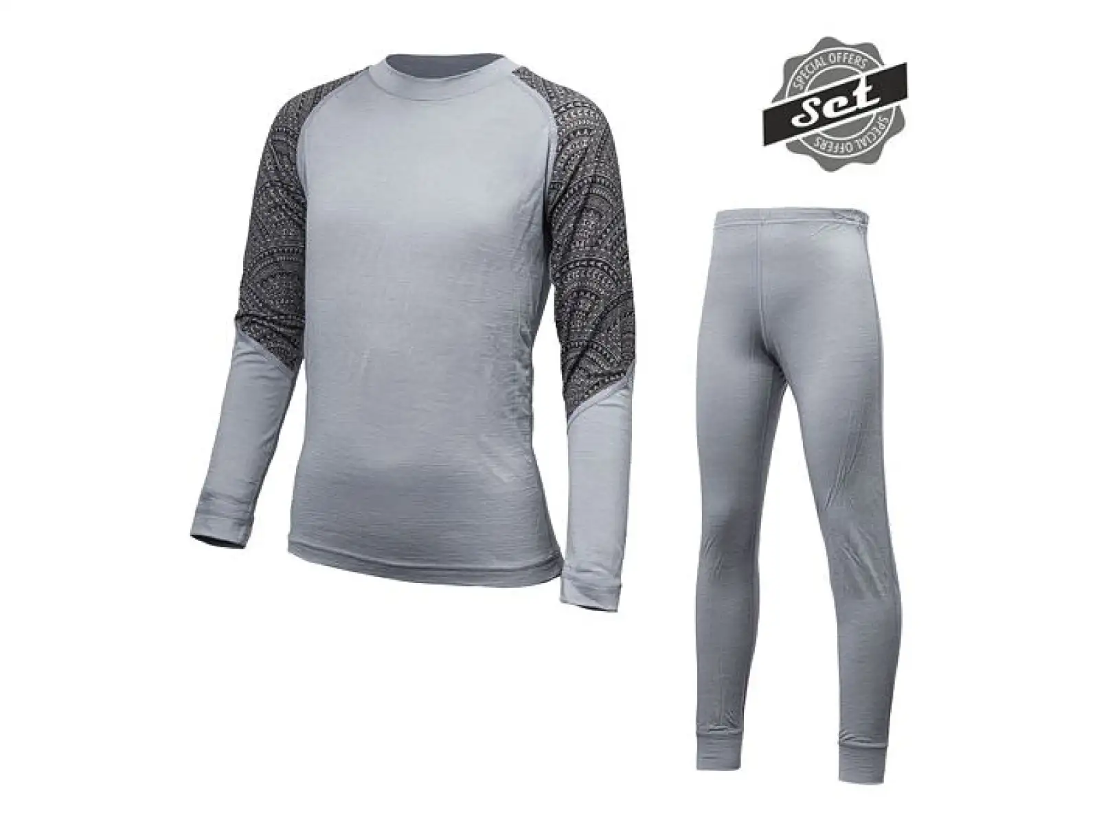 Sensor Merino Impress Set Kinder Langarmshirt + Hose grau/Maori