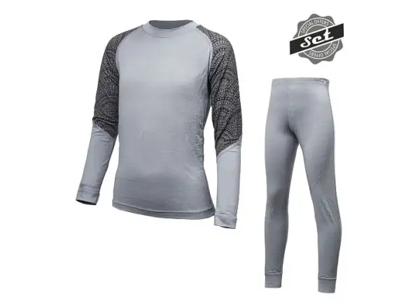 Sensor Merino Impress Set Kinder Langarmshirt + Hose grau/Maori
