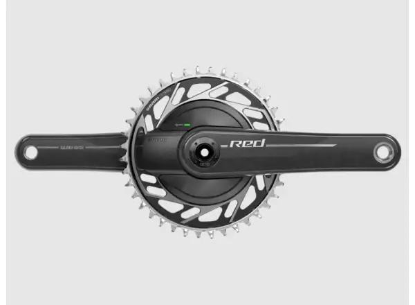 Sram Red 1 E1 XPLR DUB Wide Powermeter Gravel Kurbel mit einem 40-Zähne-Kettenblatt.