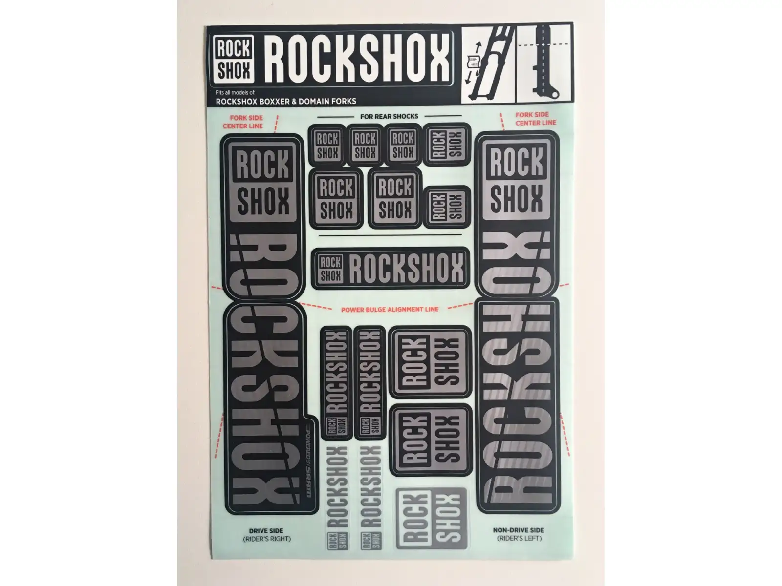 Rock Shox Decal Kit Polar Grey für BoXXer/Domain Dual Crown