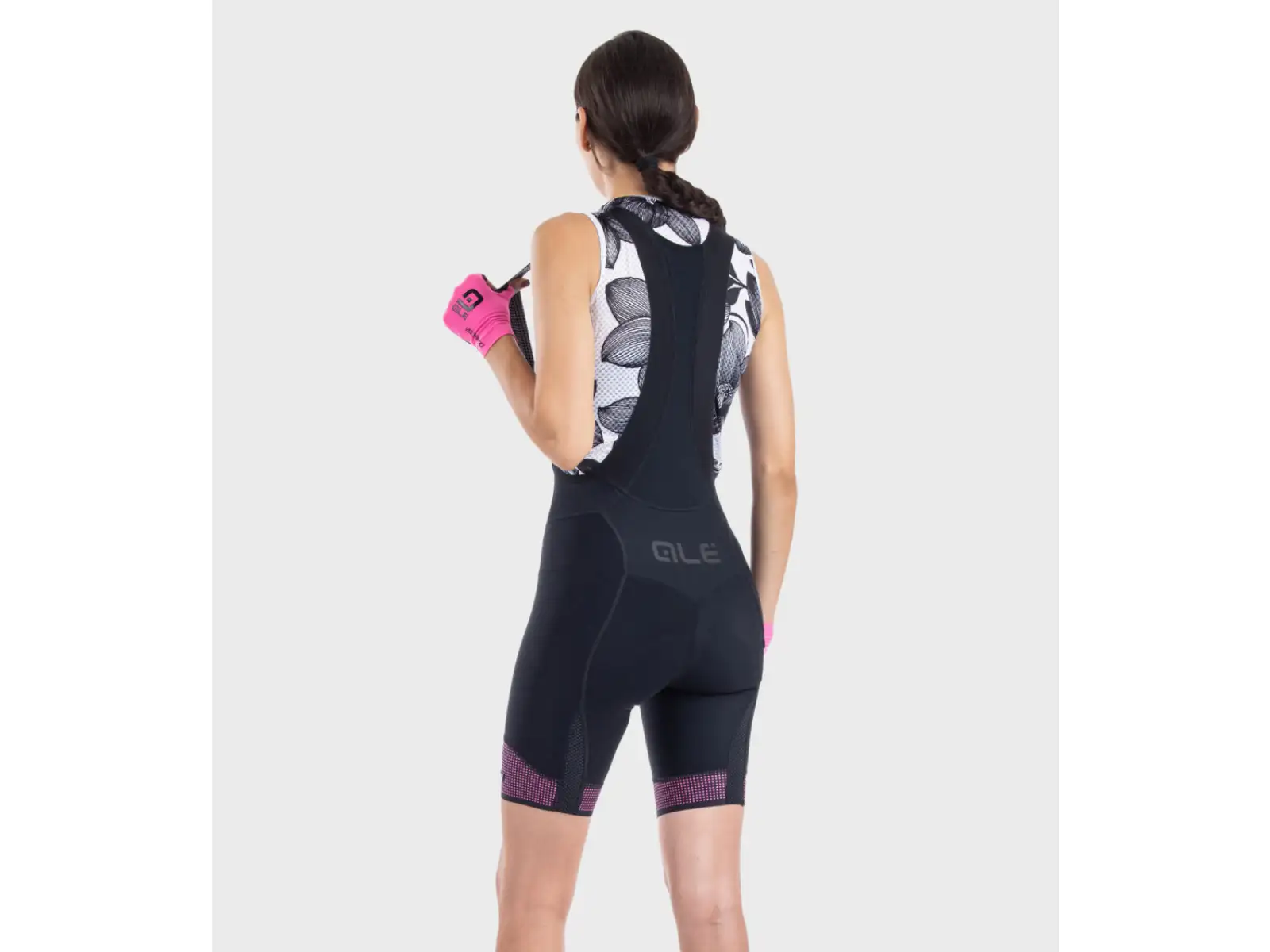 Alé PR-S Master 2.0 Damen Shorts mit Latz und Polsterung Black/Fluo Pink