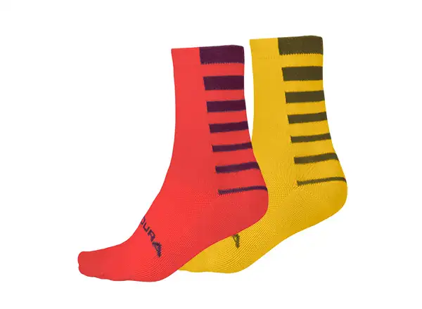 Endura Coolmax Streifensocken (2 Paar pro Packung) Granatapfel