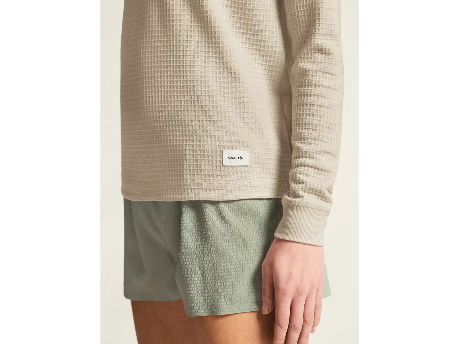 Craf Wool Waffle Damen T-Shirt Langarm beige