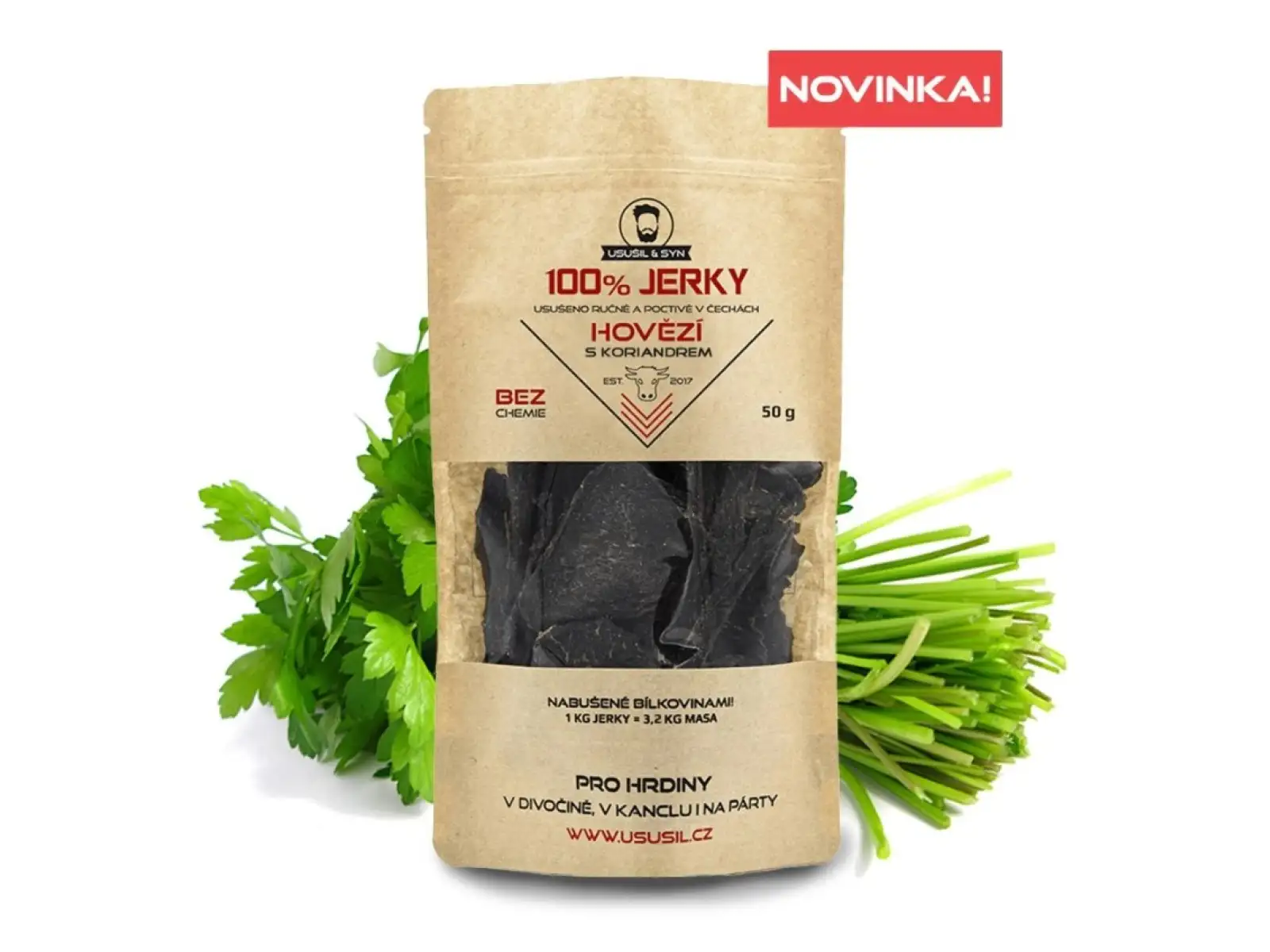 Usušil & syn 100% JERKY Rindfleisch mit Koriander 50 g