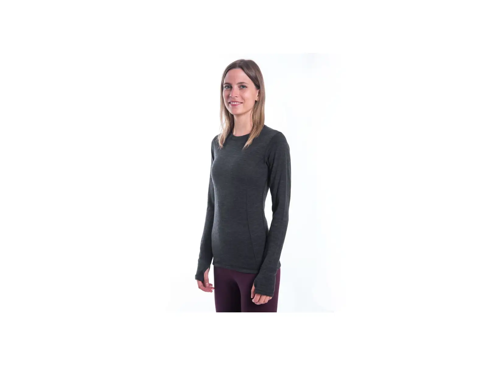 Sensor Merino Bold Damen-Langarmshirt Anthracite Gray