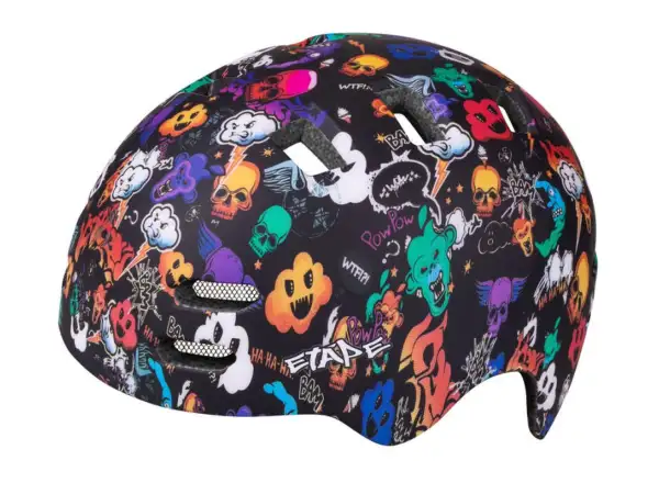 Etape Buddy Kinder-Fahrradhelm schwarz/Grafik matt