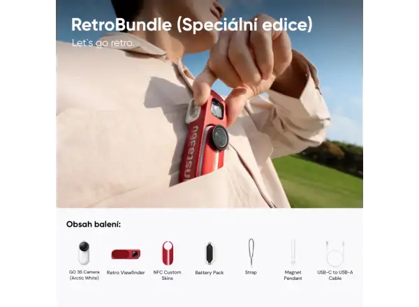 Insta360 GO 3S Kamera Retro Bundle 64 GB Sonderedition rot