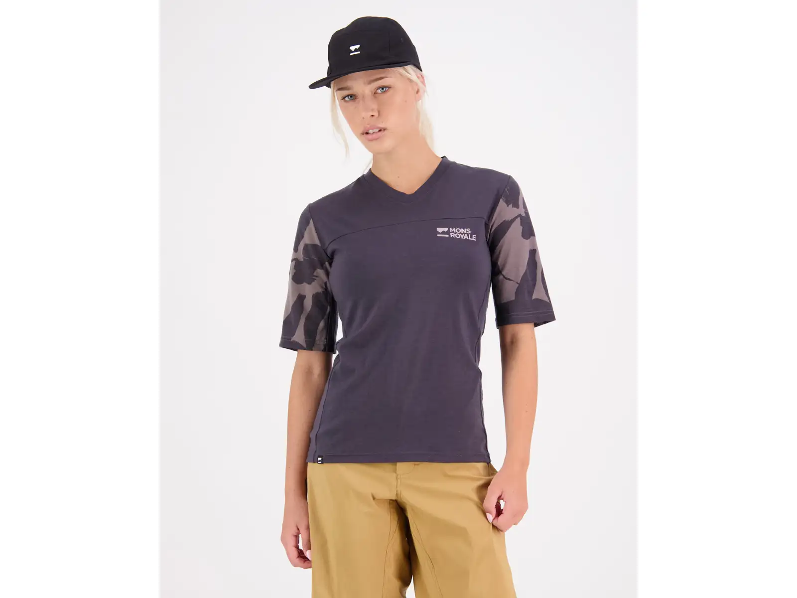 Mons Royale Redwood Enduro VT Damen-Trikot mit 3/4-Ärmel in Schiefer-Fragmenten