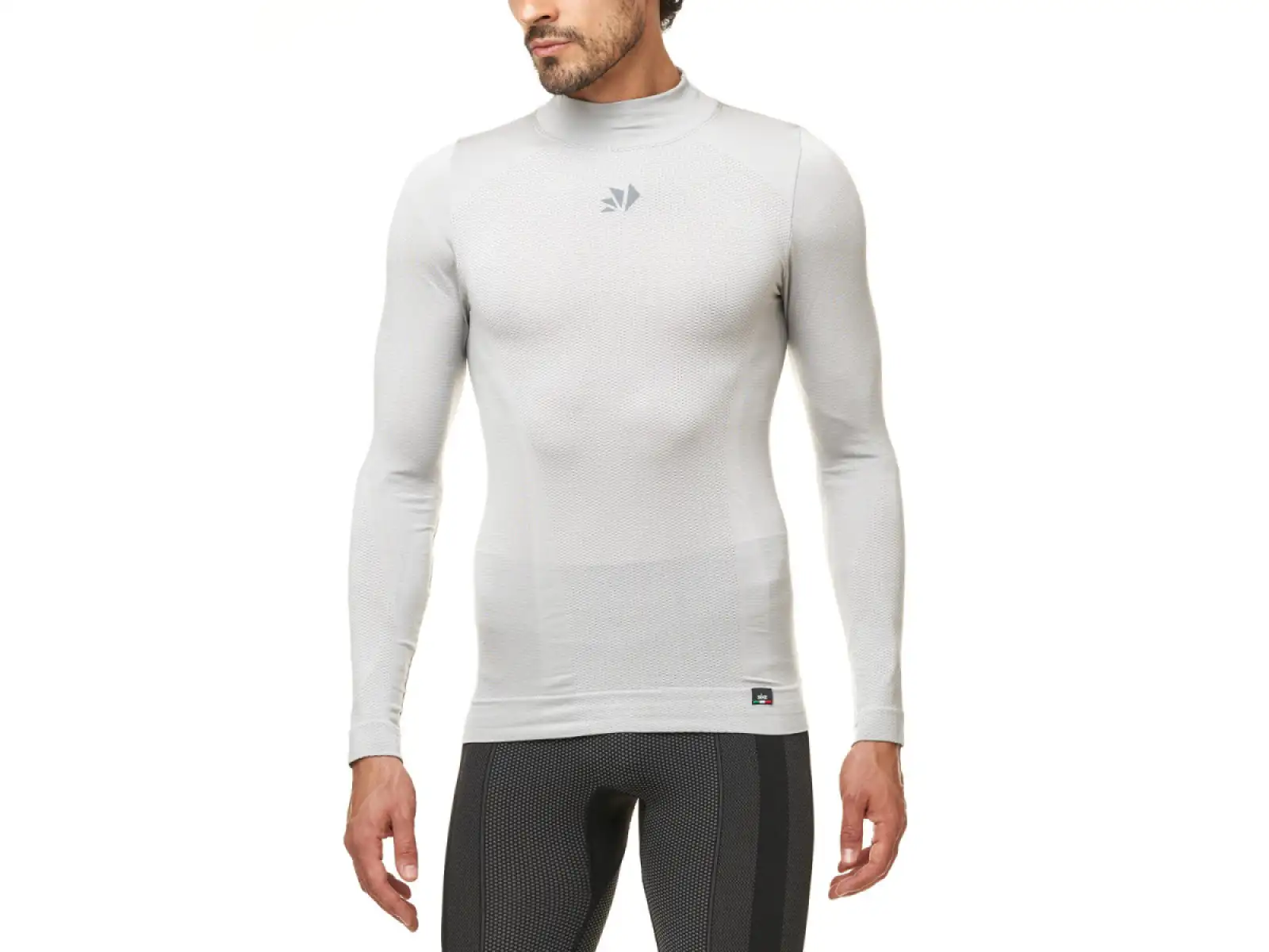 SIXS TS3 V2 Funktionsshirt mit langarm und Stehkragen silber/weiß