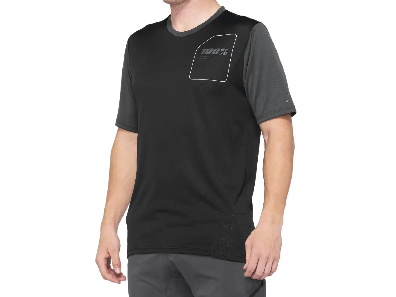 100% Ridecamp Herren-Trikot mit kurzen Ärmeln Schwarz/Anthrazit