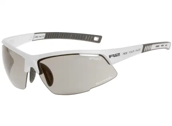 R2 Racer Brille weiß/grau glänzend/fotochrome Gläser