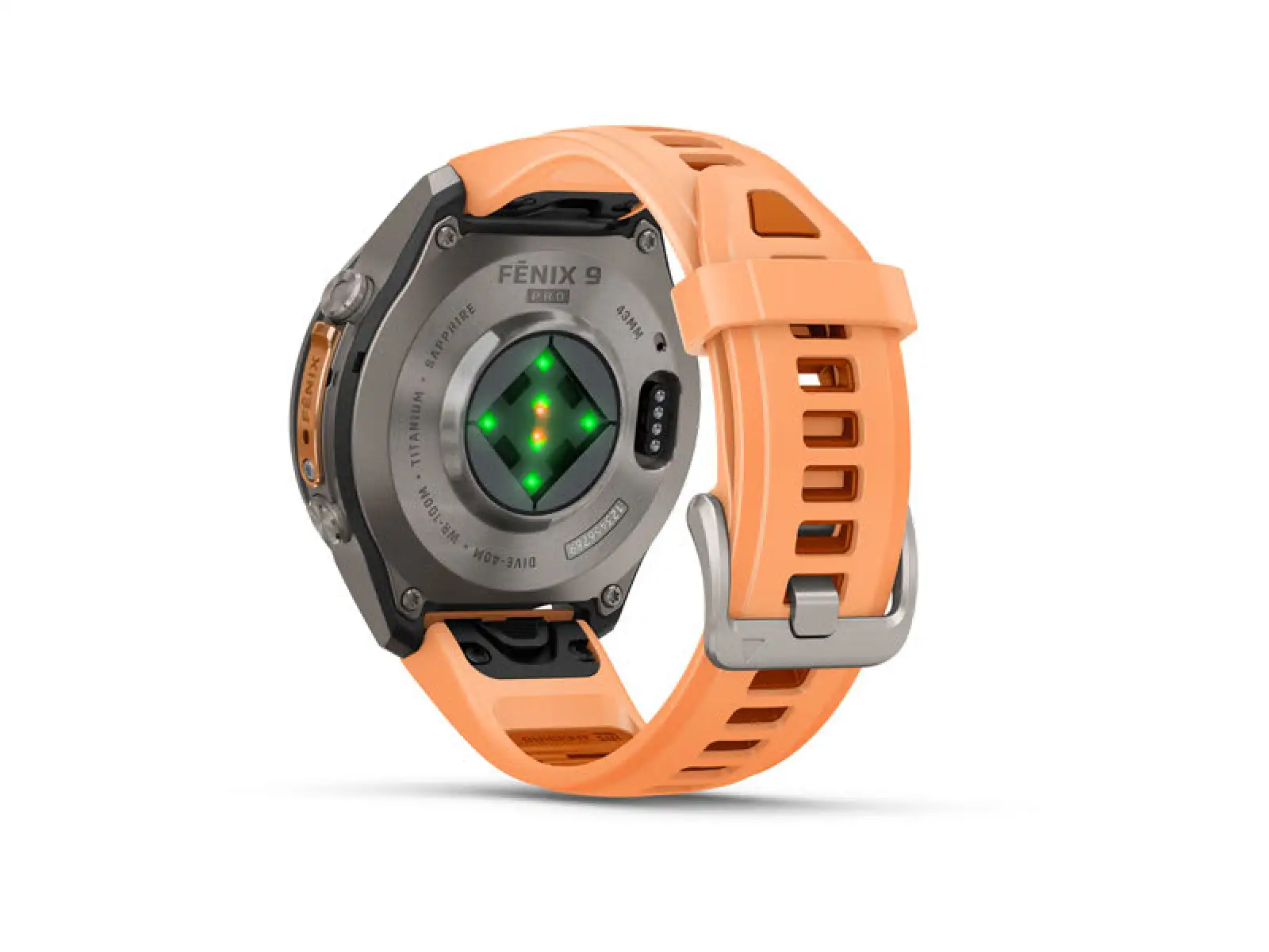 Garmin fenix 9 Pro – inReach 43 mm Smartwatch Titanium Shell pink/autumn orange Silikonarmband
