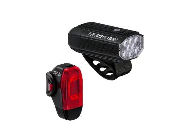 Lezyne Drive 1200+ / KTV Drive Pro+ Lichtset in Satin Schwarz.