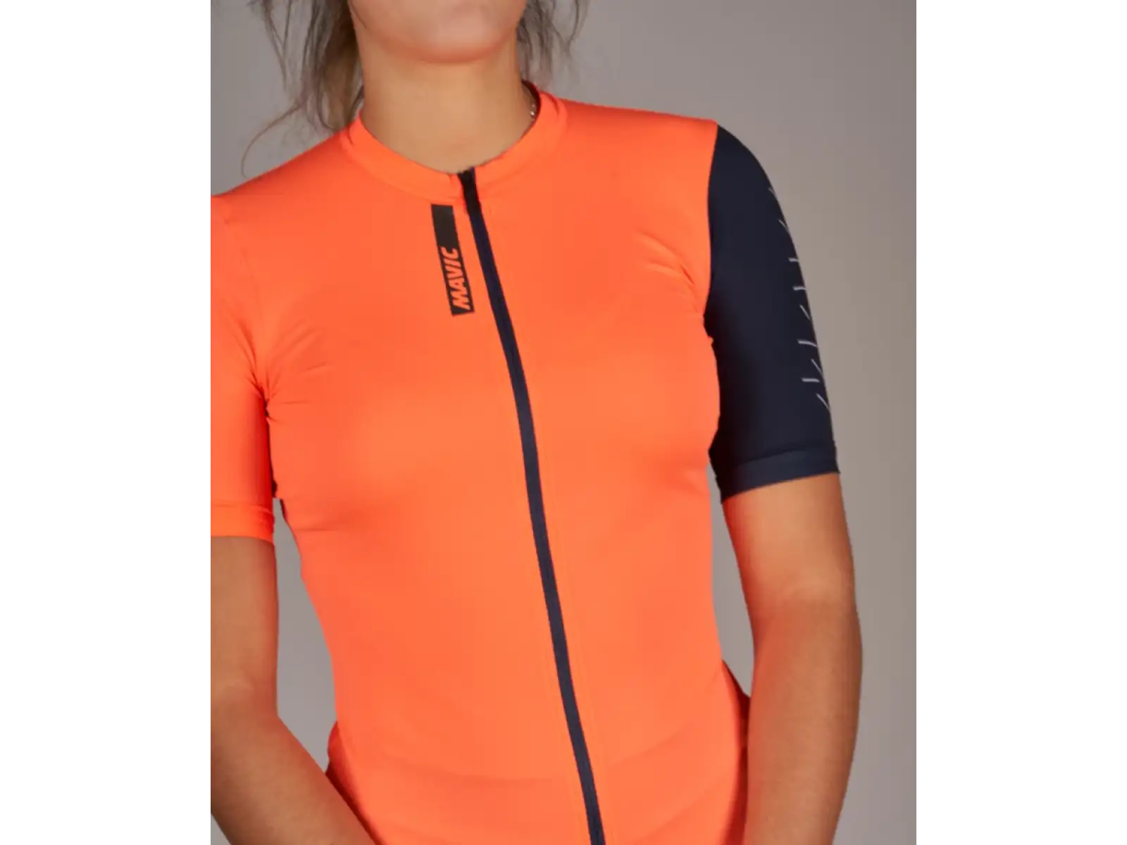 Mavic Essential Damen Radtrikot Kurzarm Koralle/Tiefblau.