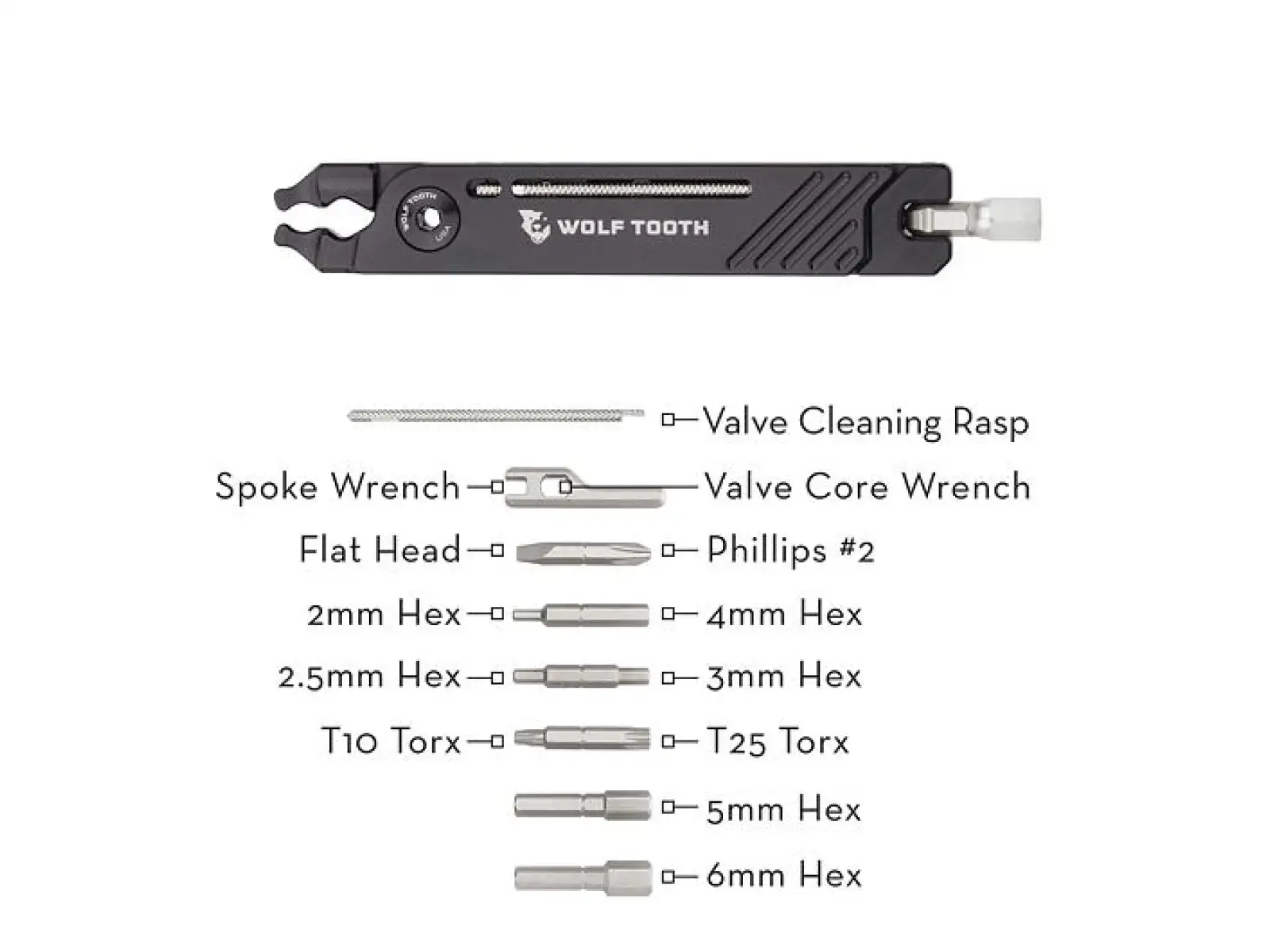 Wolf Tooth Zange und Multitool mit 17 Funktionen, Schwarz
