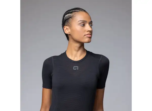 Alé Intimo Merino Damen Unterhemd Kurzarm Black