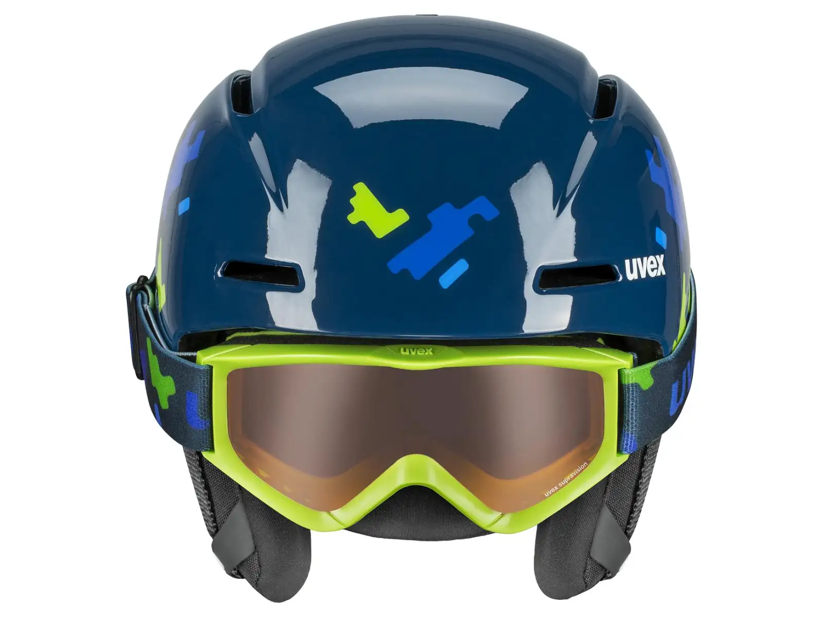 Uvex Viti Set Skihelm und Brille blue puzzle