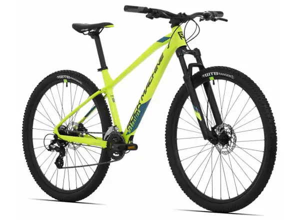 Rock Machine Manhattan 40-29 Mountainbike in Gloss Radioactive Gelb/Schwarz/Petrol Blau.