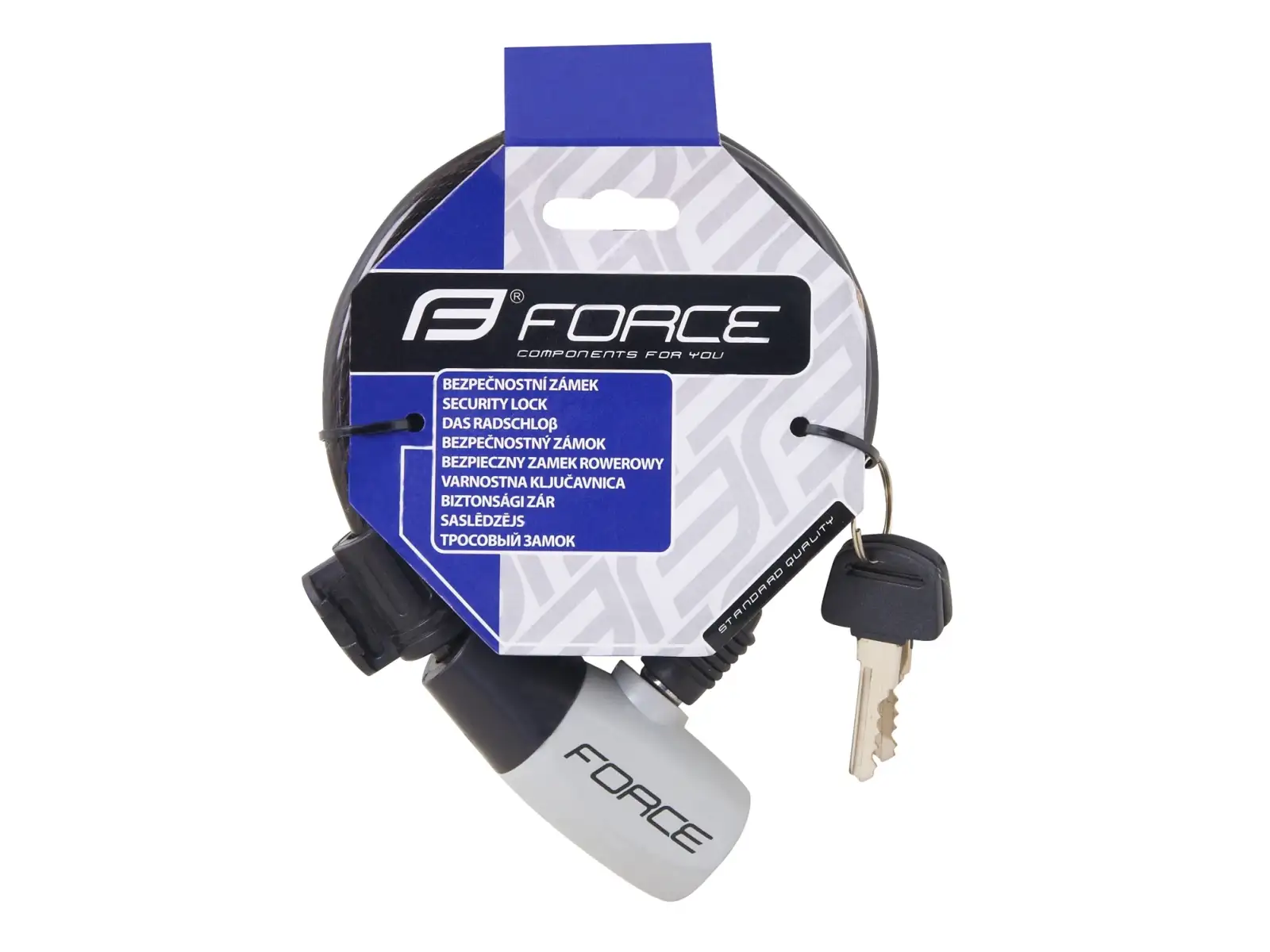 Force Spiralschloss grau 120cm/8mm + Halter