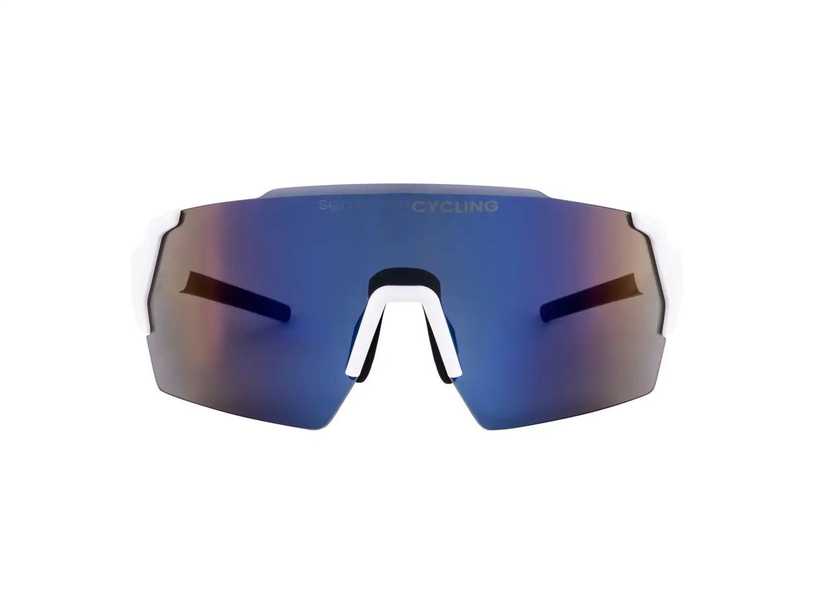 Force Electra Brille in Weiß mit blau verspiegelten Gläsern.