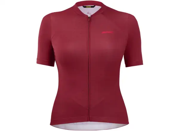 Mavic Sequence Damen Kurzarmtrikot in tiefem Weinrot.