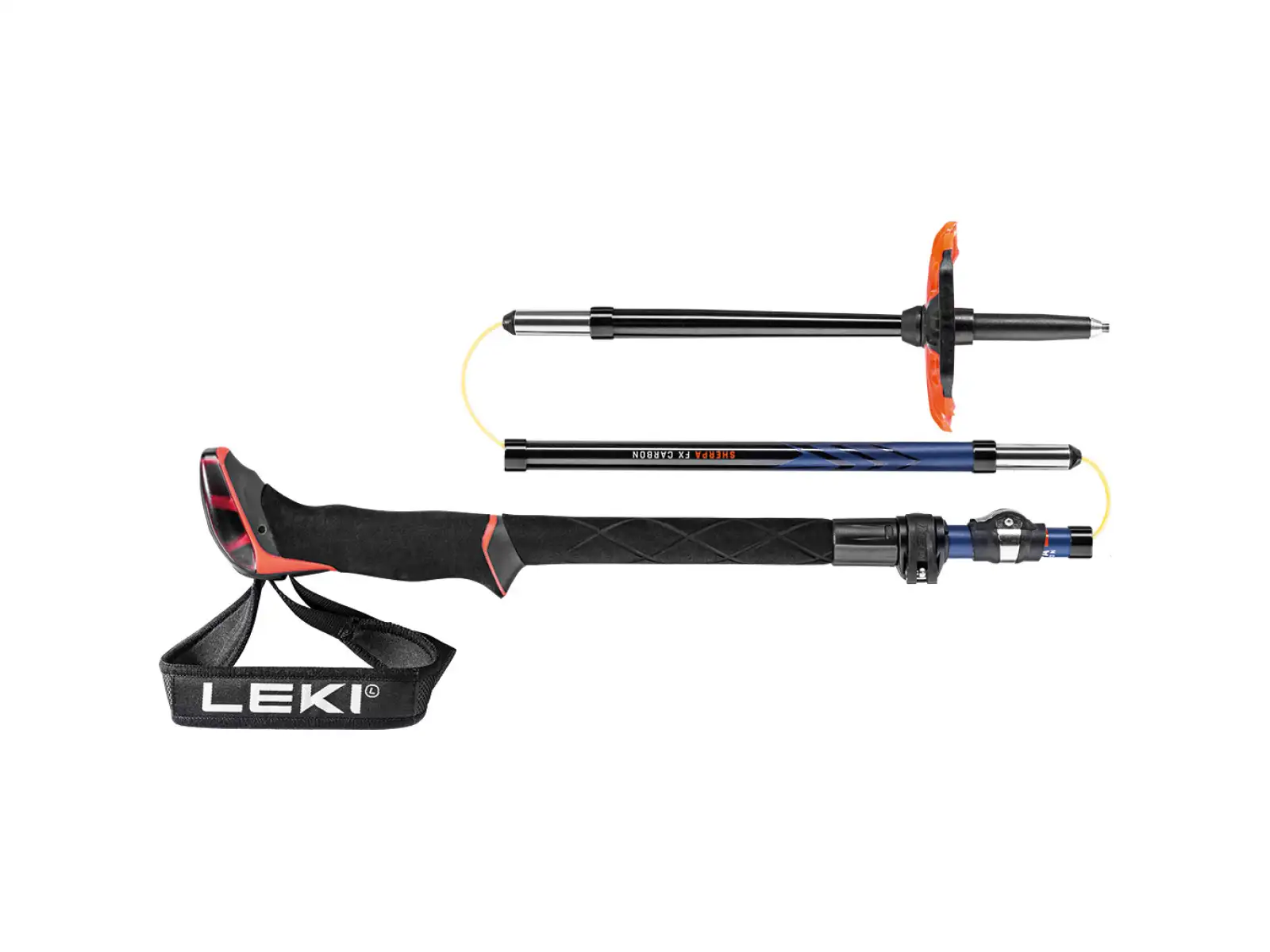 Leki Sherpa FX Carbon Trekkingstöcke in Midnight Blue/Dark Blue/Bright Red, Größe 110 - 130 cm