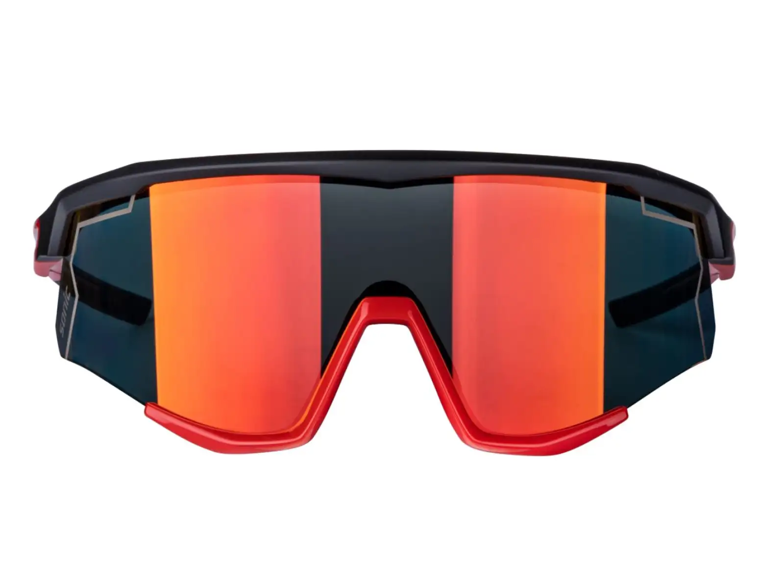 Force Sonic Fahrradbrille Schwarz/Rot, rote verspiegelte Gläser