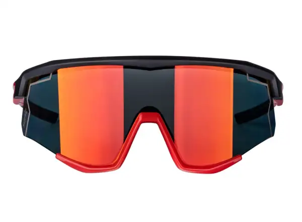 Force Sonic Fahrradbrille Schwarz/Rot, rote verspiegelte Gläser