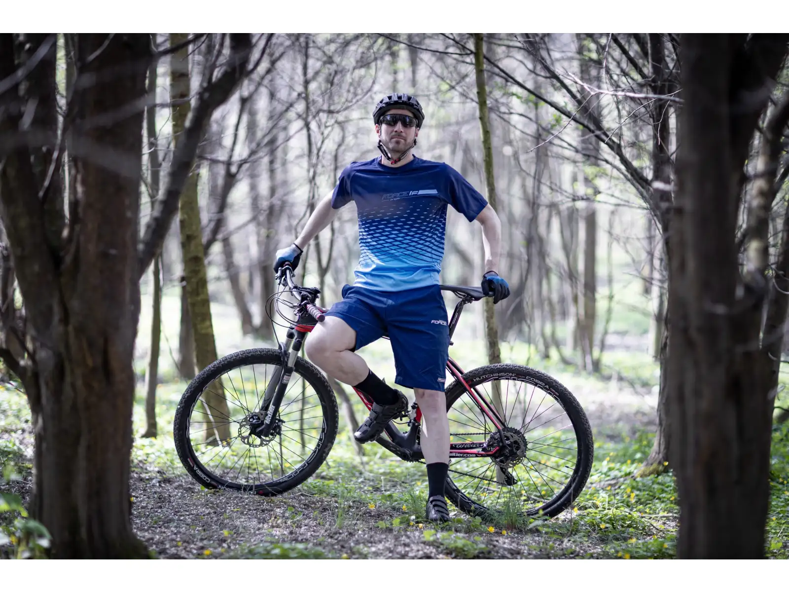 Force Angle MTB Herren-Trikot Kurzarm Blau