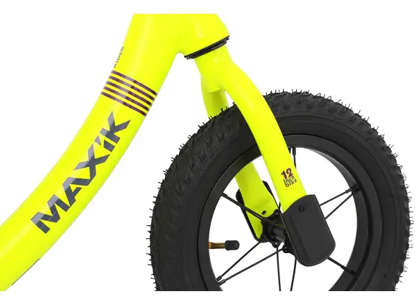 MAXÍK Evo Lite Kinderlaufrad fluoreszierend gelb/lila + Riemen YAK