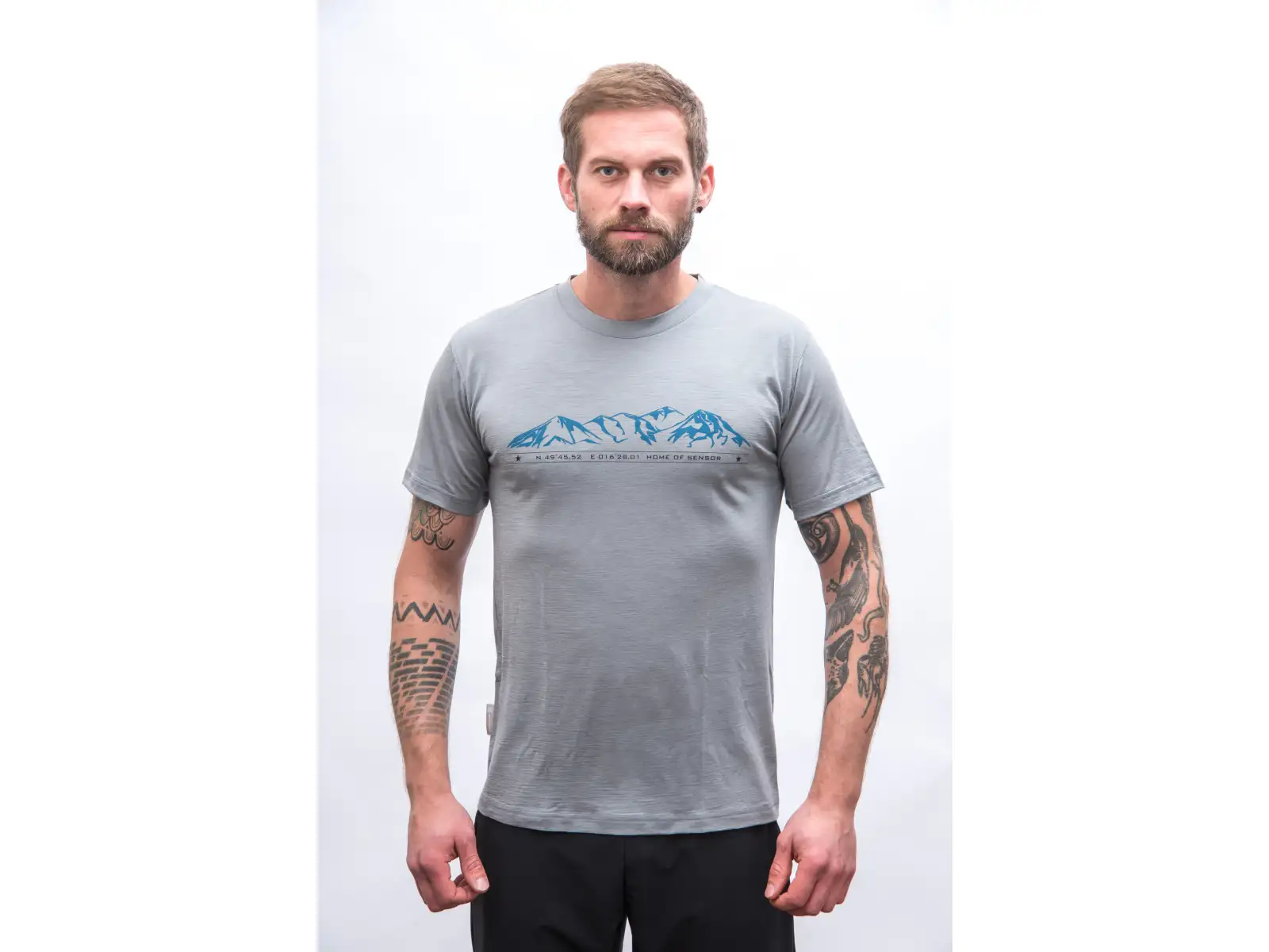 Sensor Merino Active Mountains Herren T-Shirt Kurzarm grau
