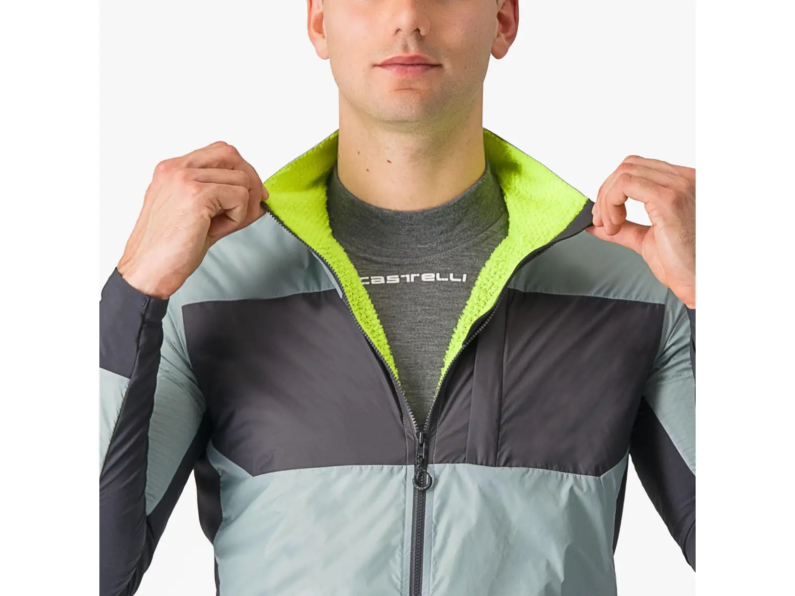 Castelli Unlimited Puffy Herrenjacke Defender Green/Dunkelgrau