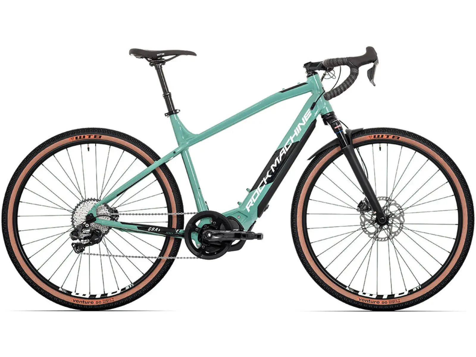Rock Machine Gravelride e700 Di2 Gravel E-Bike in Menthol/Silver.