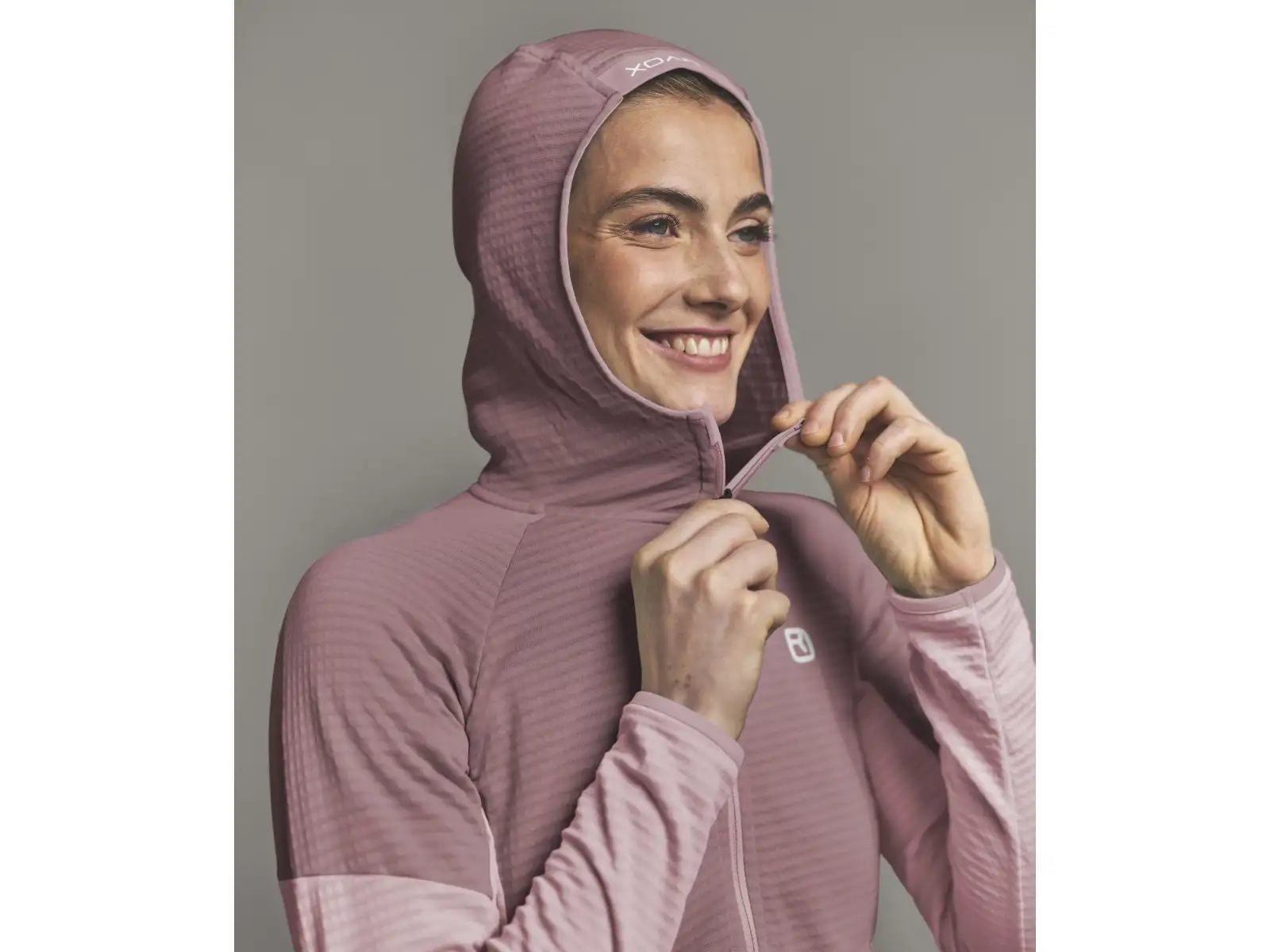 Ortovox Fleece Light Grid Hoody Damen-Sweatshirt Dawn Rose