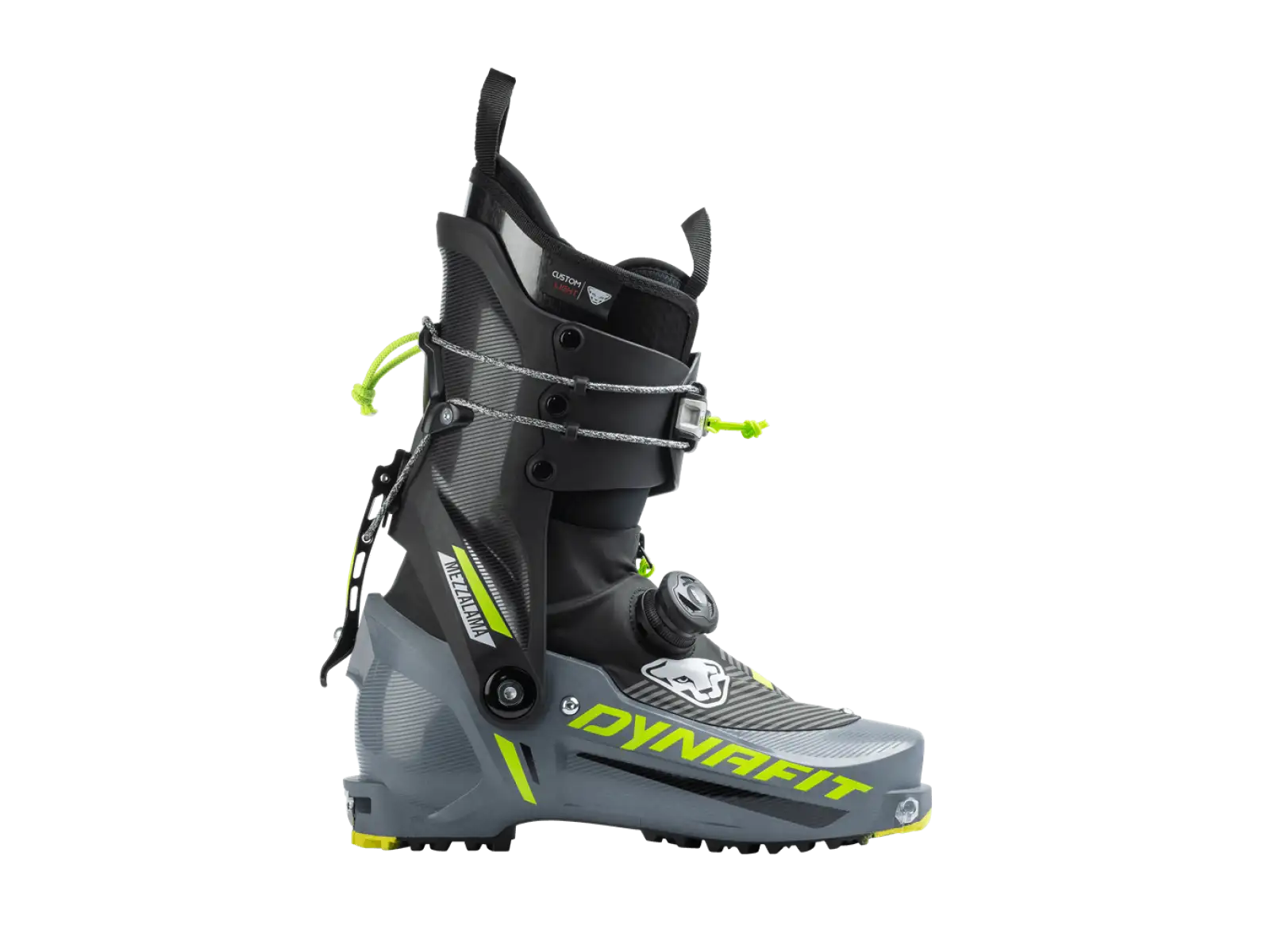 Dynafit Mezzalama Speed Touring Skischuhe in Magnet/Neon Yellow.