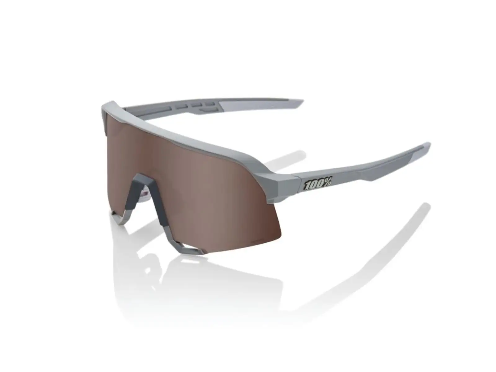 100% S3 Brille Soft Tact Stone Grey/HiPER Crimson Silver Mirror Linse