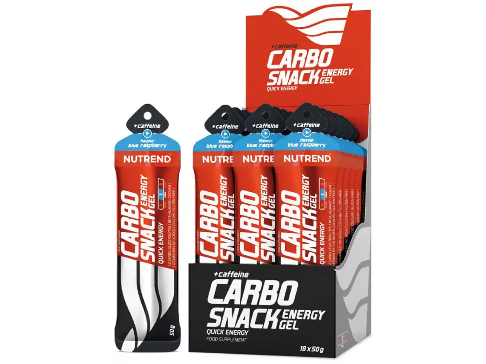 Nutrend Carbosnack mit Koffein Beutel 50 g Blaue Himbeere