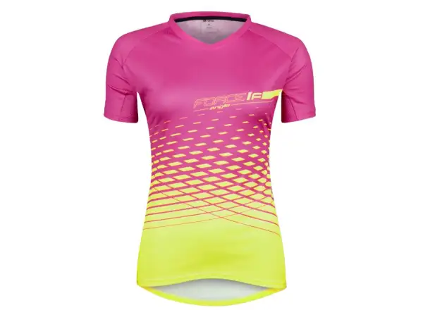 Force Angle MTB Damen-Fahrradtrikot mit kurzem Arm in Rosa/Fluo
