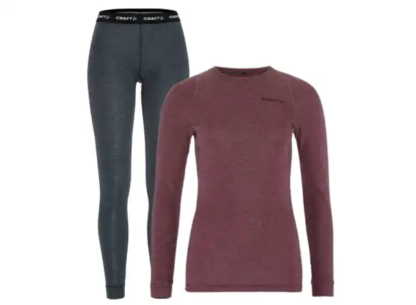 Craft Core Wool Merino Damen Set Langarmshirt+Hose Rot