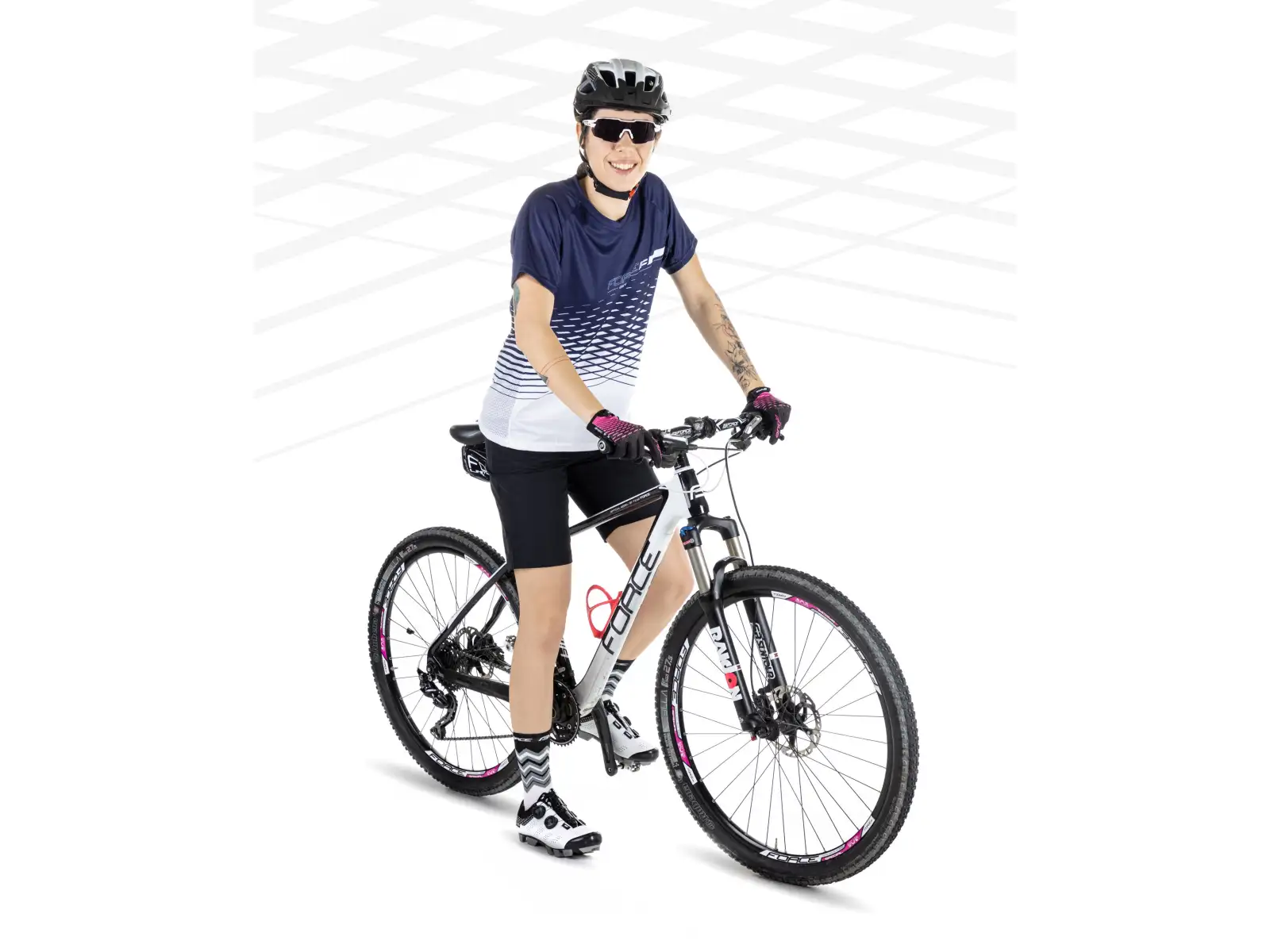 Force Angle MTB Damen Radtrikot Kurzarm Weiß/Blau