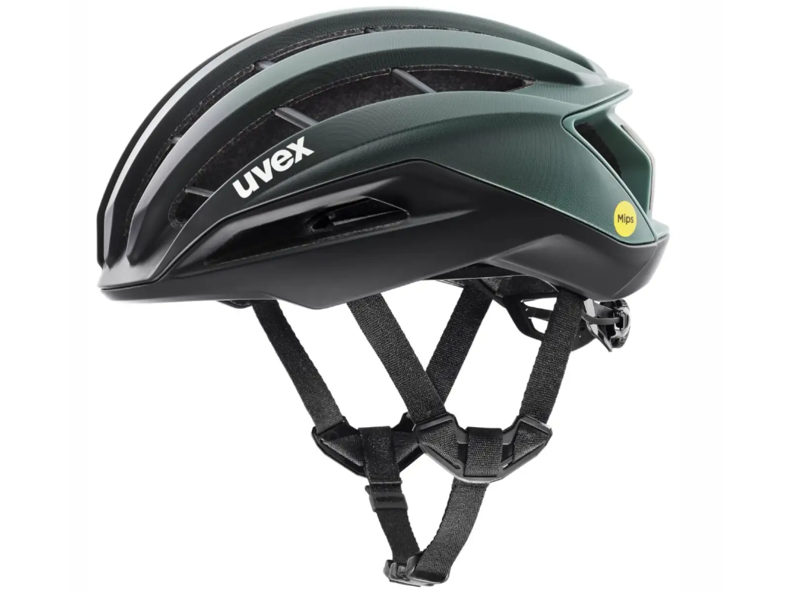 Uvex Surge Aero MIPS Rennradhelm Black/Sage Green Matt