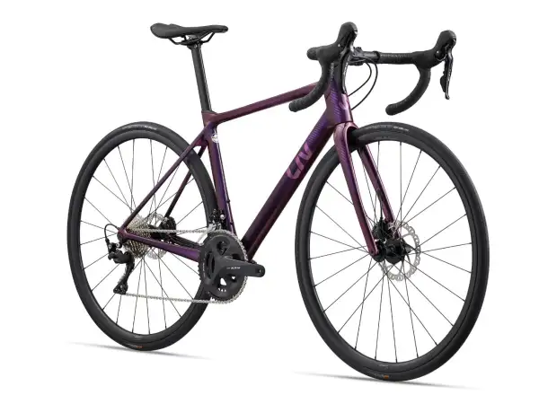 Liv Langma Advanced 2 Disc Rennrad in Chameleon Purple.