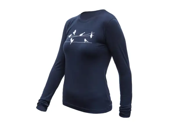 Sensor Merino Active Songbirds Damen Langarmshirt Deep Blue