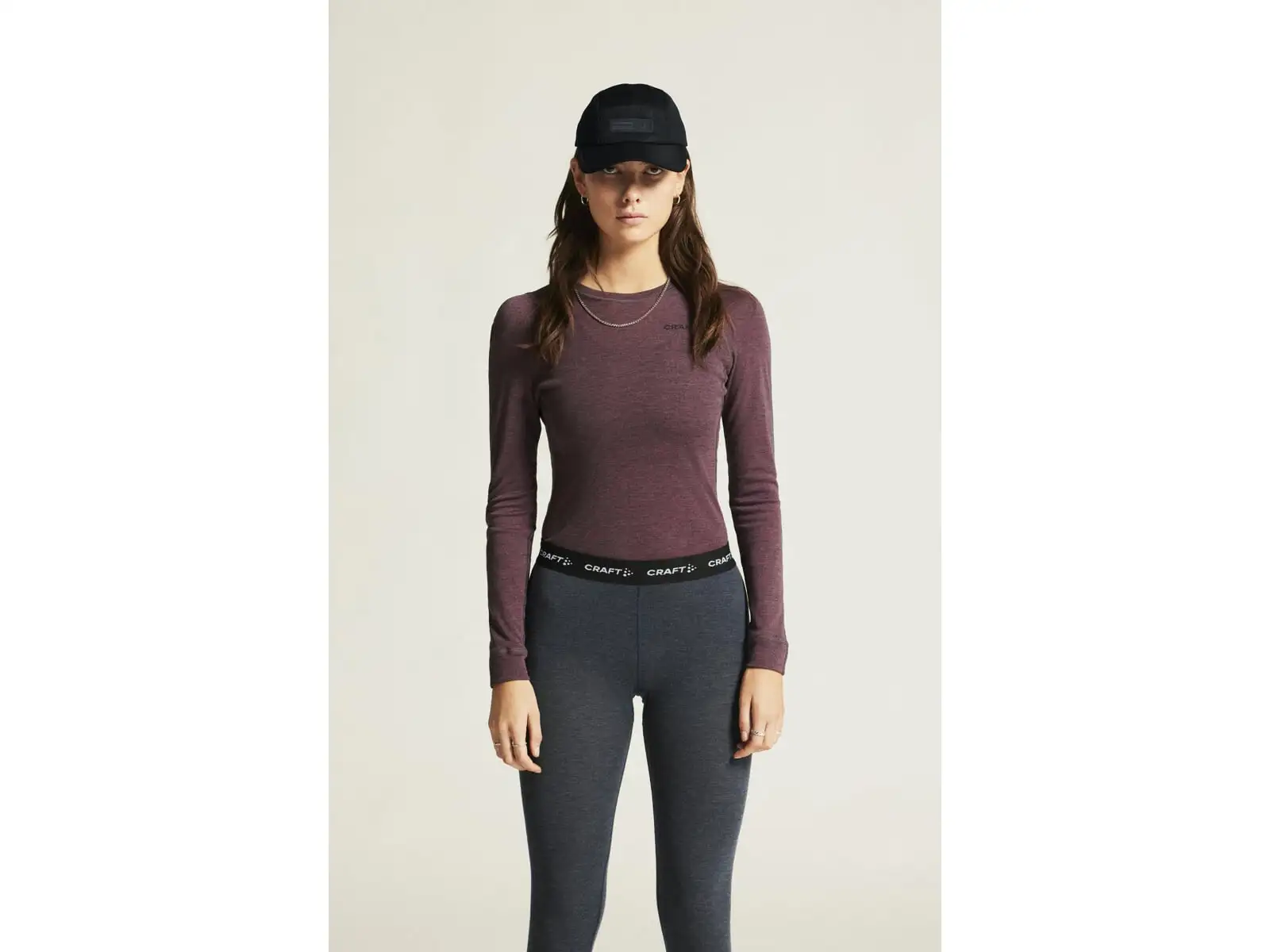 Craft Core Wool Merino Damen Set Langarmshirt+Hose Rot