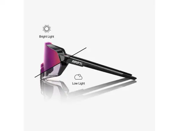 100% Korbin Sportbrille Gloss Black/Purple Mirror Photochromic Lens