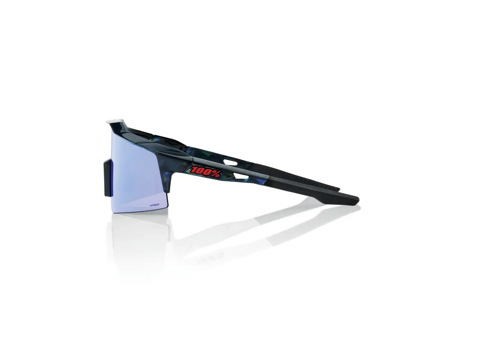 100% Speedcraft Brille Schwarz Holographic/HiPER Blau Multilayer Spiegel